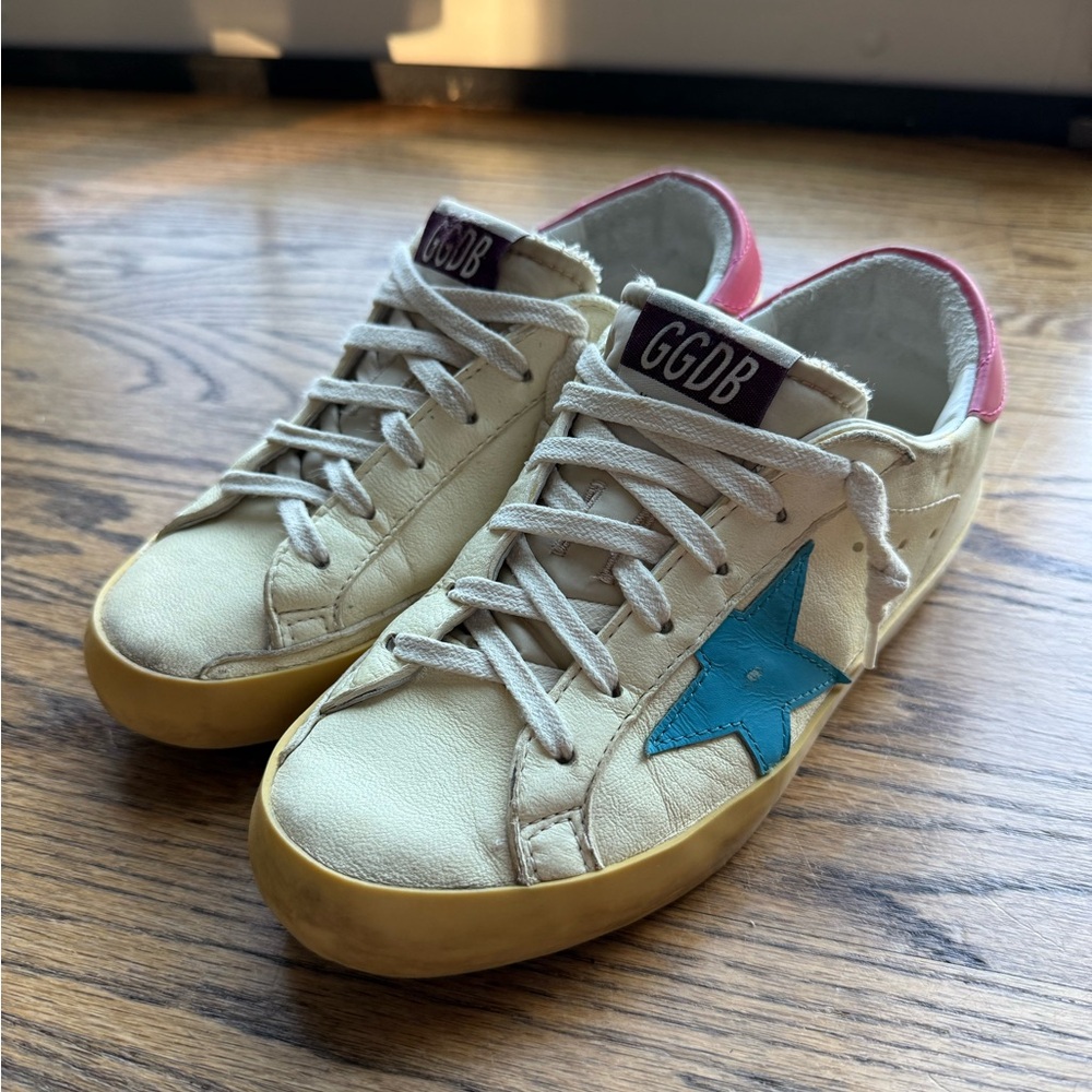 Golden Goose Super-Star Sneakers in Pink and Cream